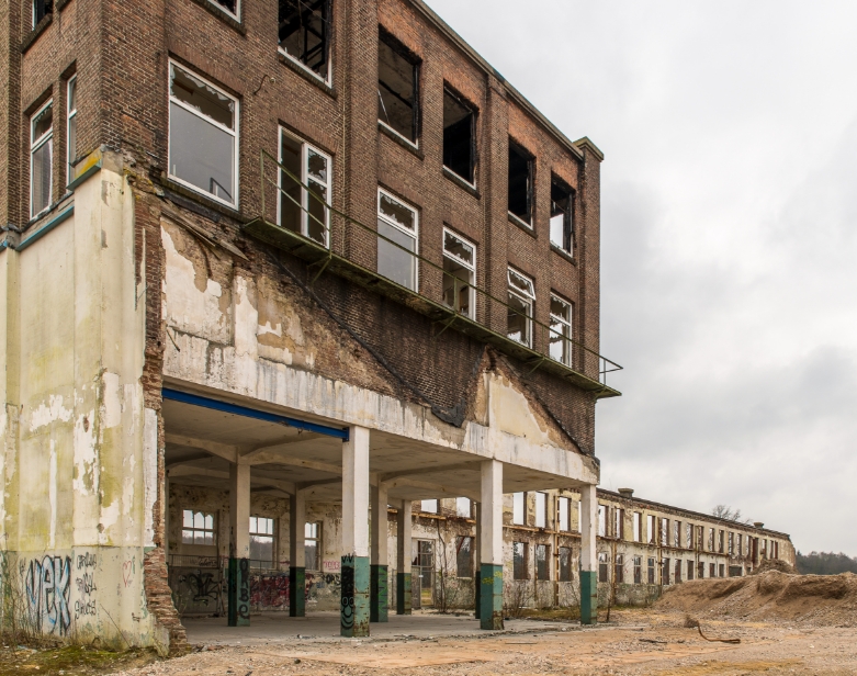 Voor-situatie van de herstructurering van een bedrijventerrein